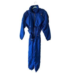 Nils Womens Size 12 Blue Zipper High Collar One Piece Ski Snowsuit Vintage